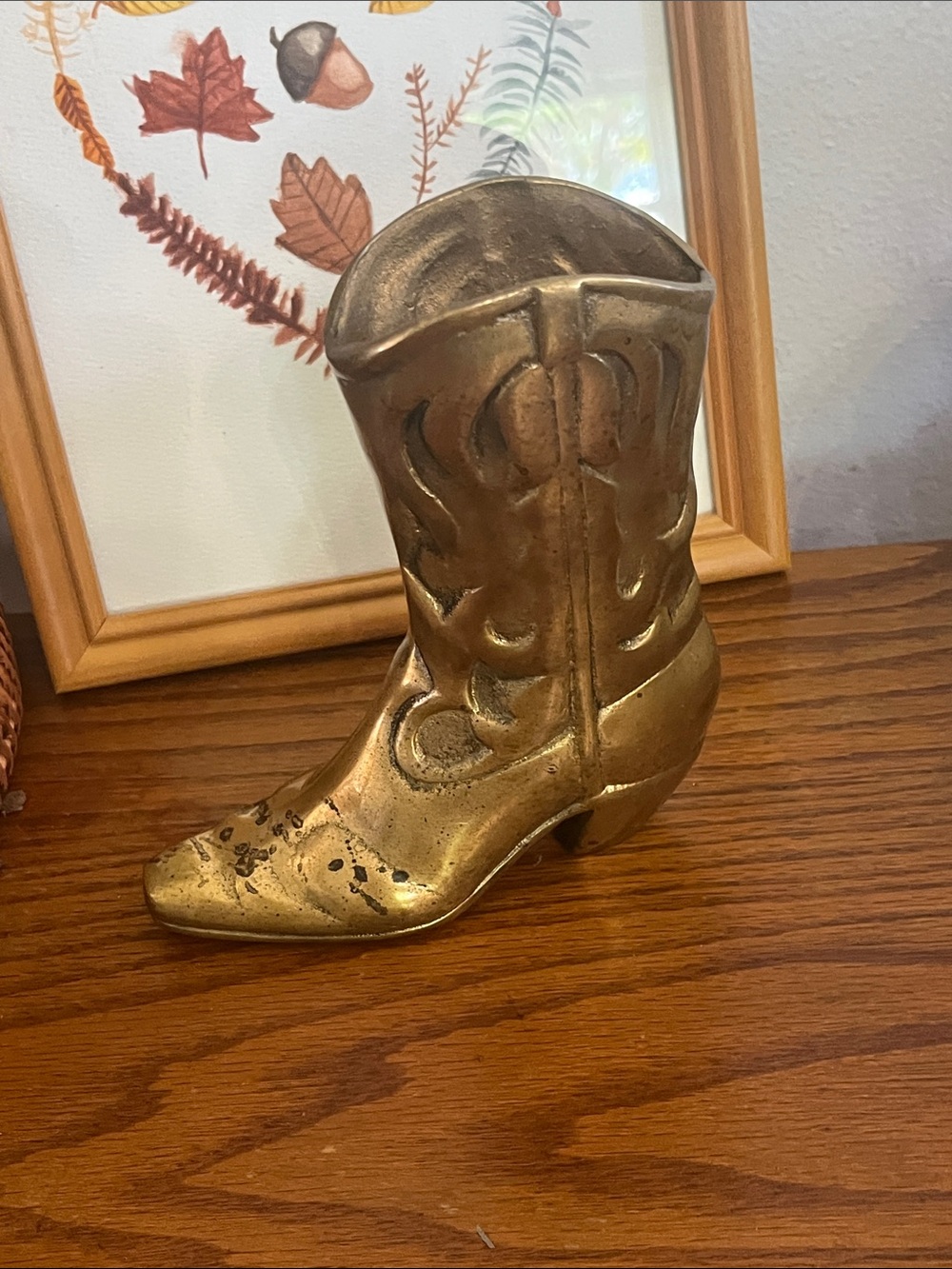 Brass Cowboy Boot Décor / vase Gold Accent